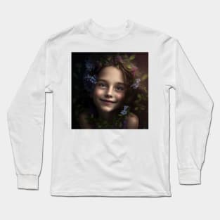 A Young Child Wearing A Wreath of Flowers Long Sleeve T-Shirt